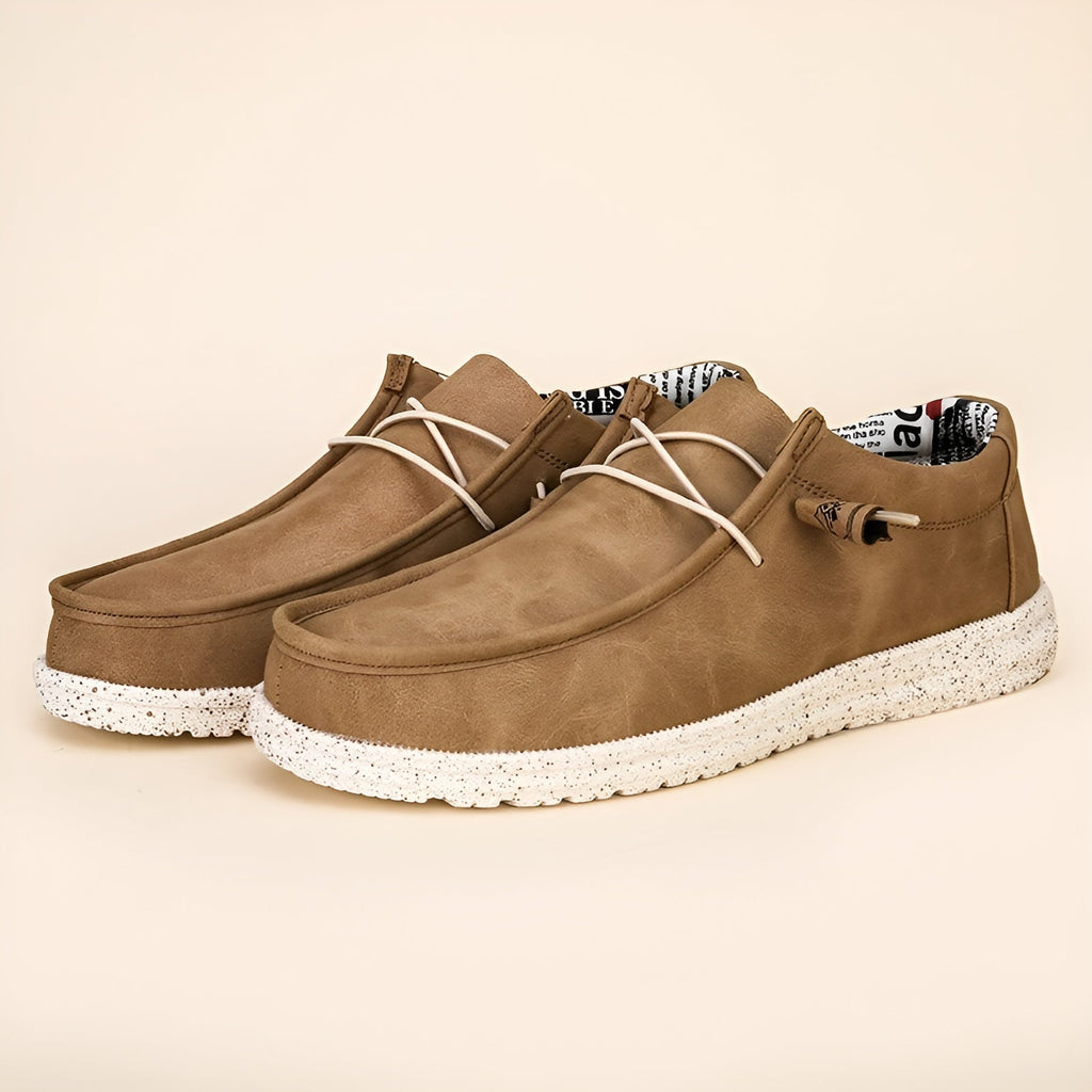 Mocasines de piel sintética marrón y azul para hombre