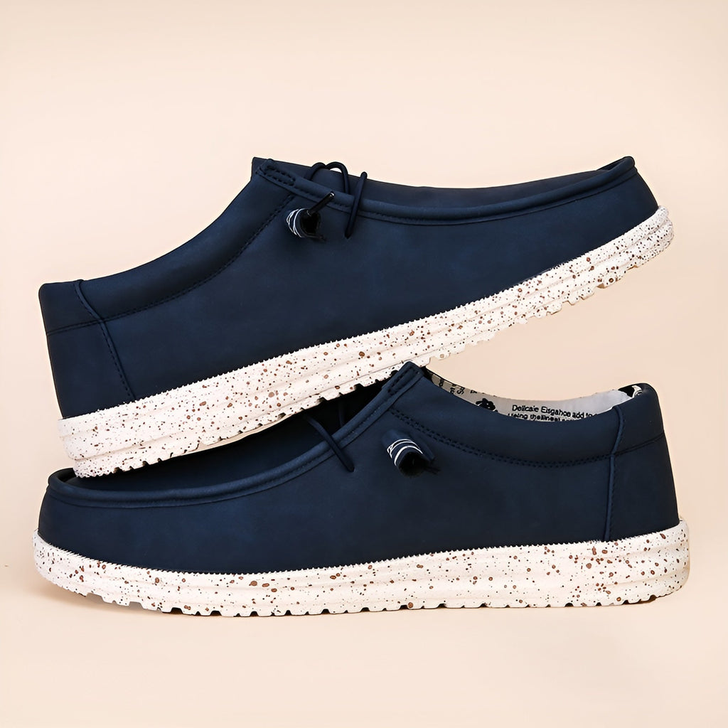 Mocasines de piel sintética marrón y azul para hombre