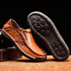 Mocasines flexibles de piel sintética para hombre, Camel