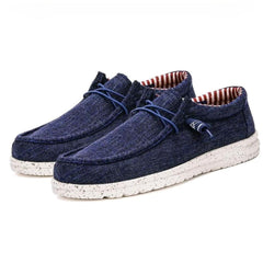 Mocasines ligeros para hombre marrón o azul en lona, Azul