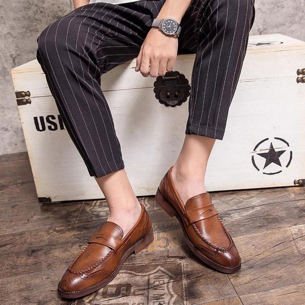 Mocasines brillantes de piel auténtica para hombre