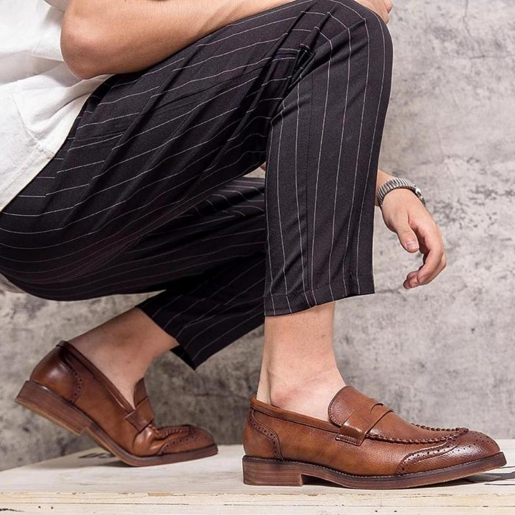 Mocasines brillantes de piel auténtica para hombre