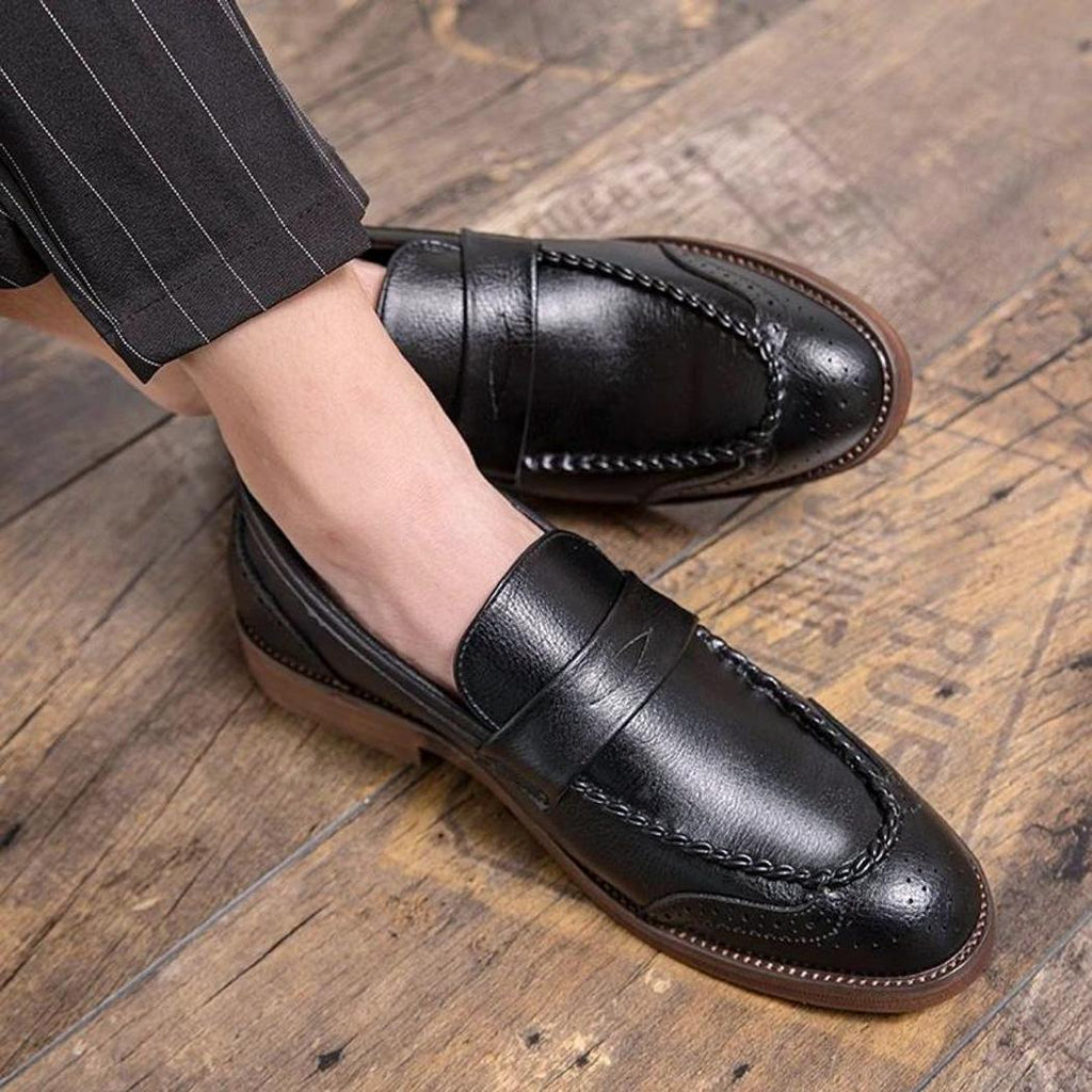 Mocasines brillantes de piel auténtica para hombre