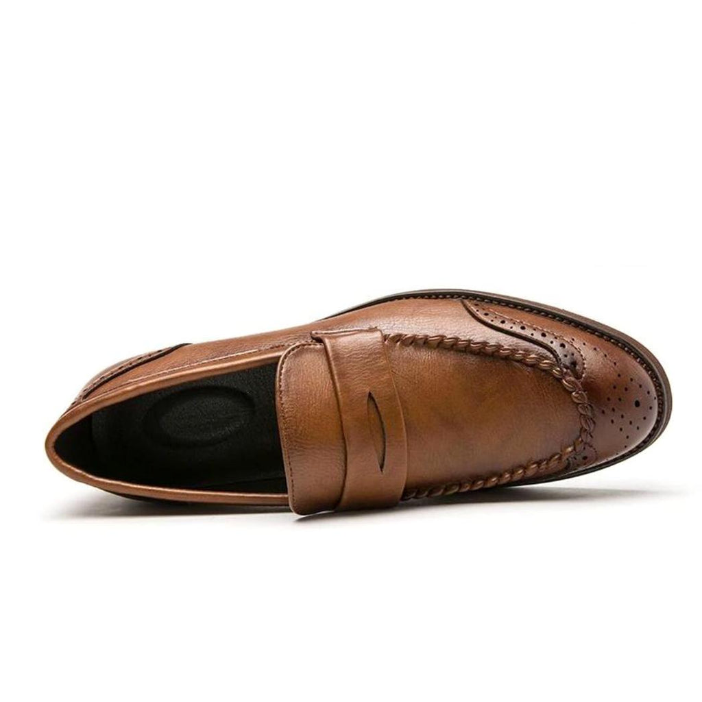 Mocasines brillantes de piel auténtica para hombre