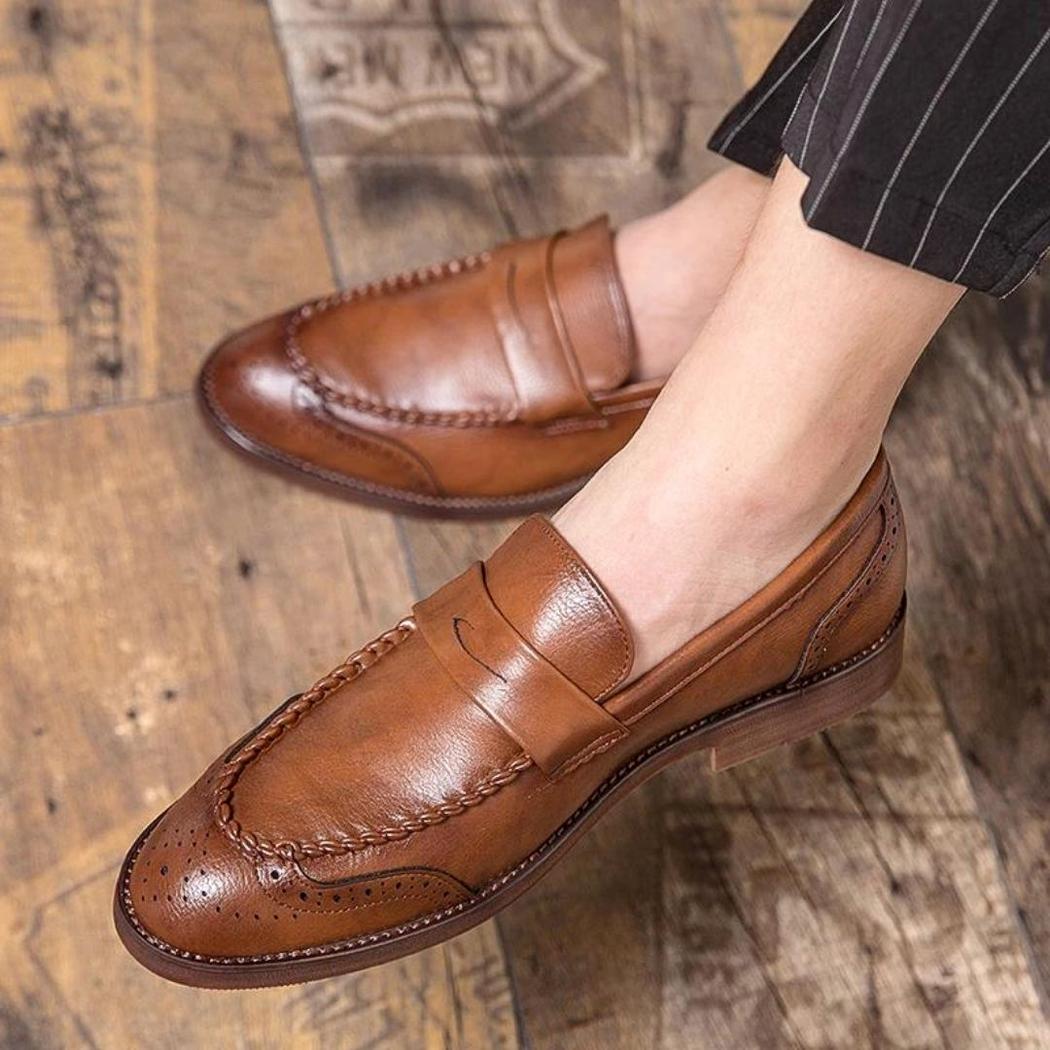 Mocasines brillantes de piel auténtica para hombre