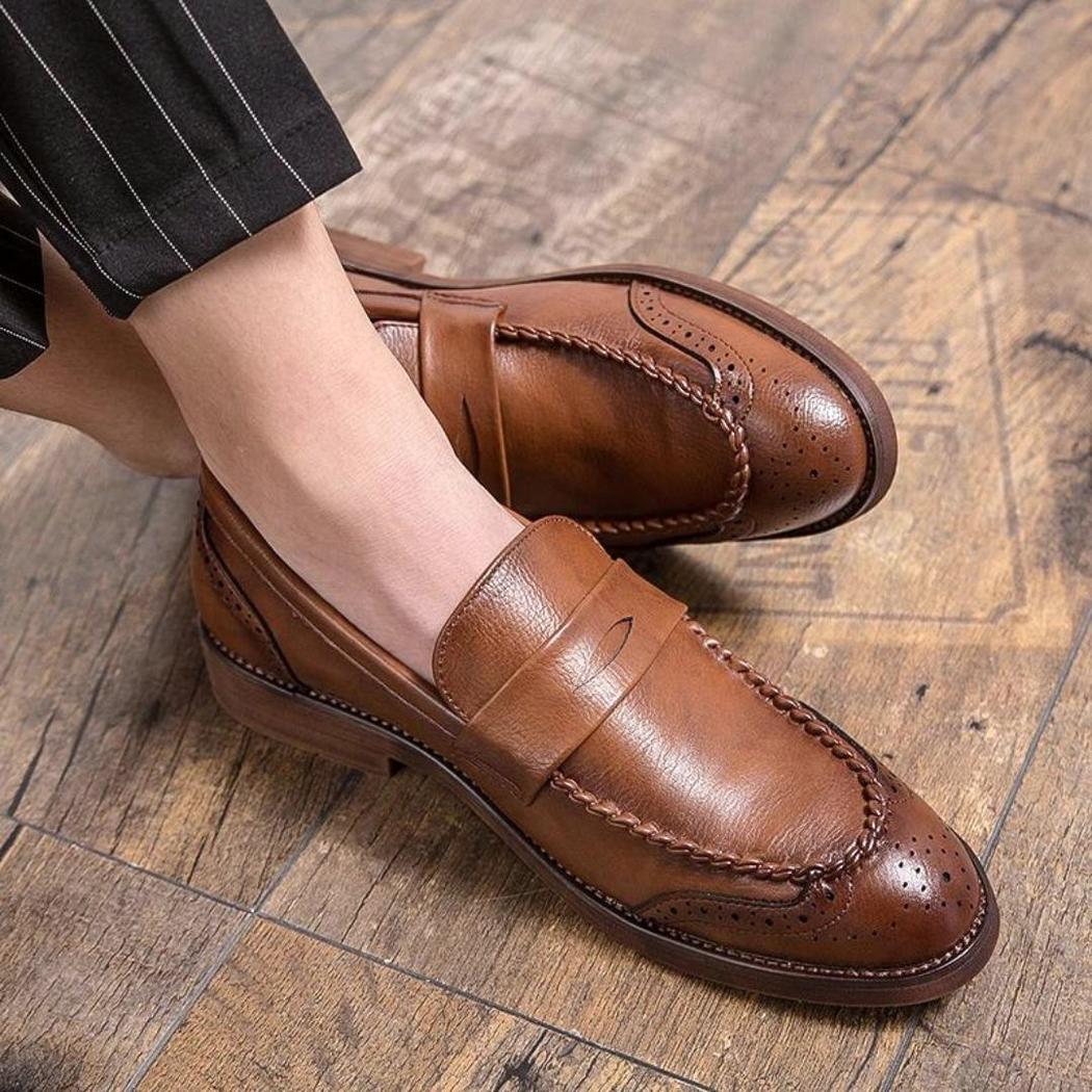 Mocasines brillantes de piel auténtica para hombre