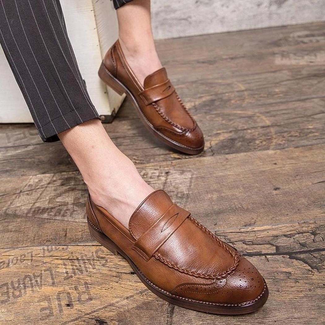 Mocasines brillantes de piel auténtica para hombre
