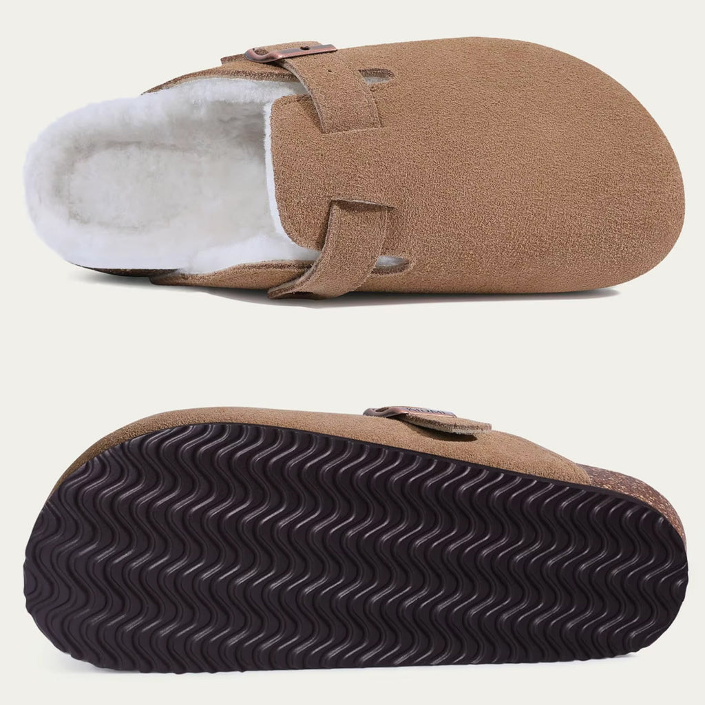 Mocasín zueco forrado en ante