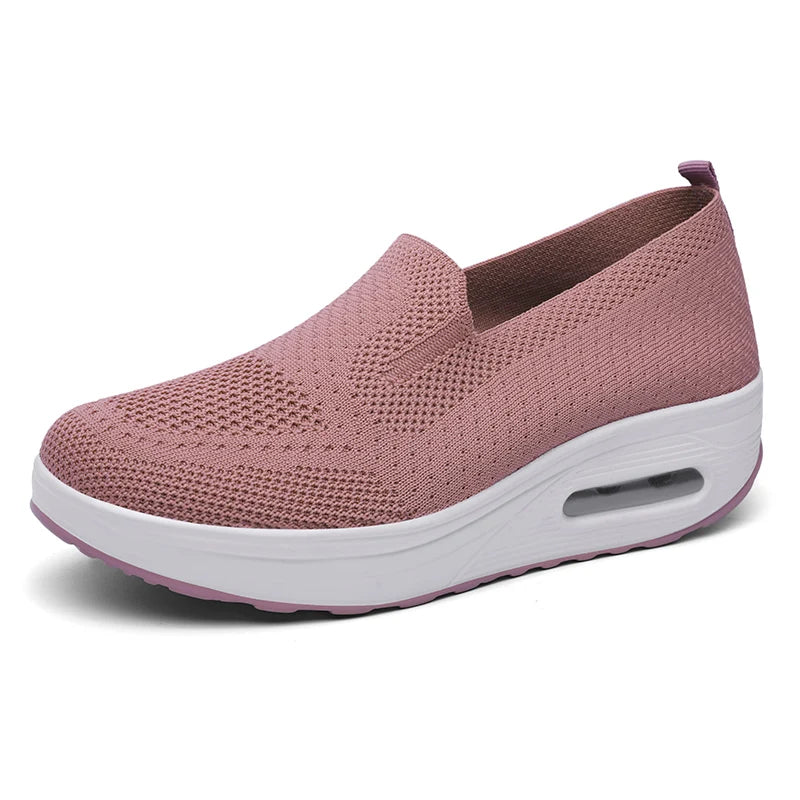 Mocasines suaves transpirables de tela para mujer