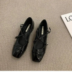 Cómodas bailarinas Mary Jane retro para mujer, Negro