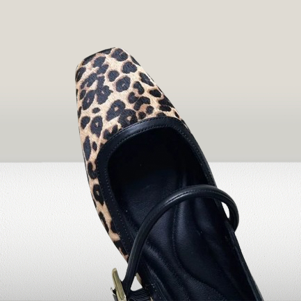 Bailarinas Mary Jane Tiras Suaves con Estampado de Leopardo