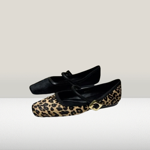 Bailarinas Mary Jane Tiras Suaves con Estampado de Leopardo
