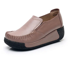 Mocasines ortopédicos con suela negra para mujer, Marrón