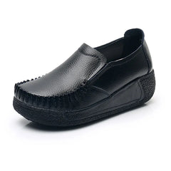 Mocasines ortopédicos con suela negra para mujer, Negro