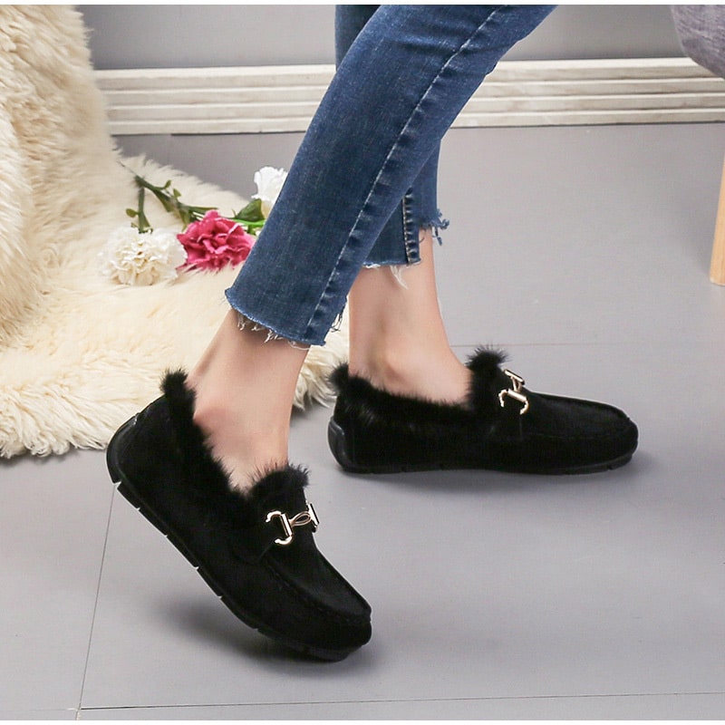 Mocasines suaves de invierno elegantes con pelo sintético