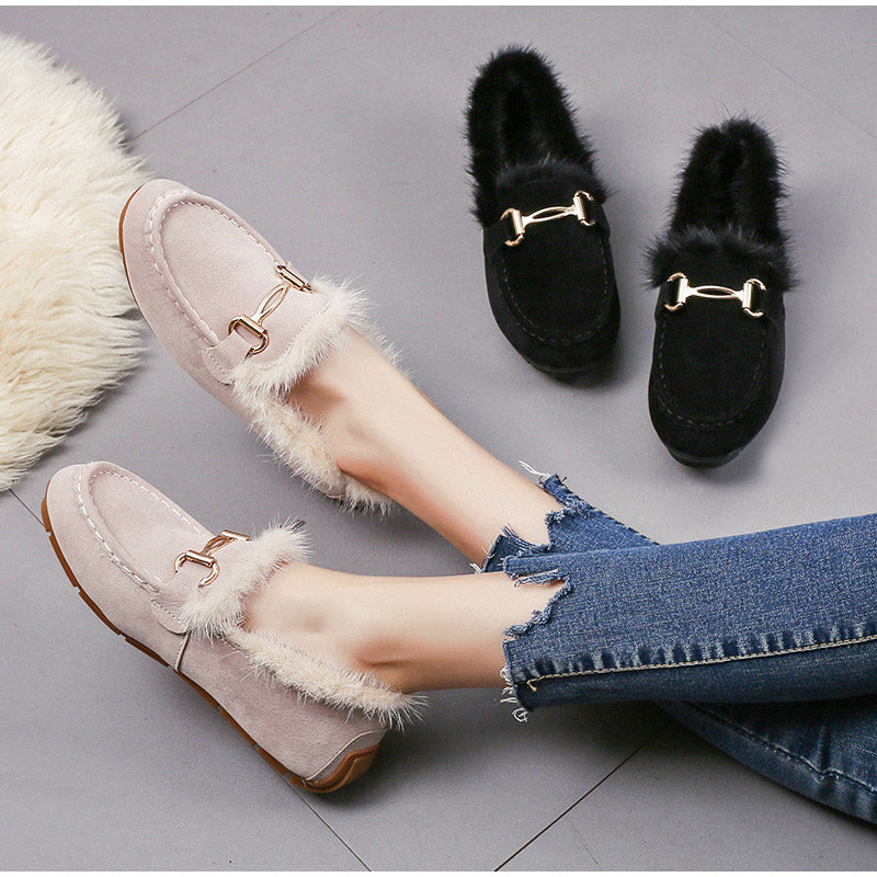 Mocasines suaves de invierno elegantes con pelo sintético