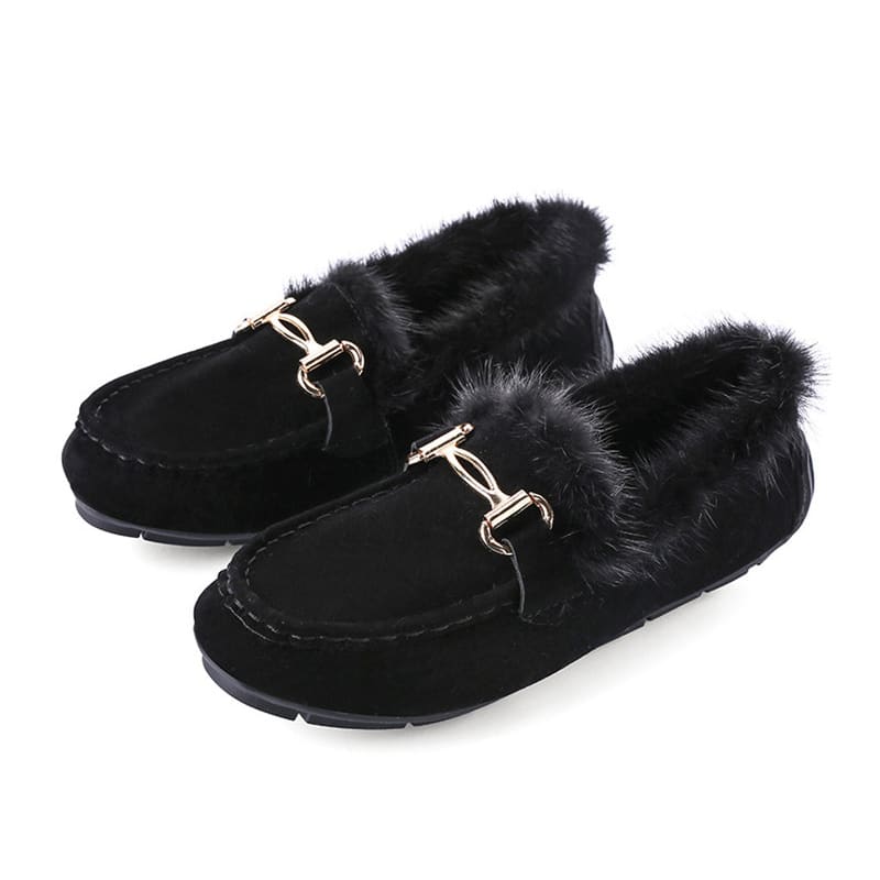 Mocasines suaves de invierno elegantes con pelo sintético