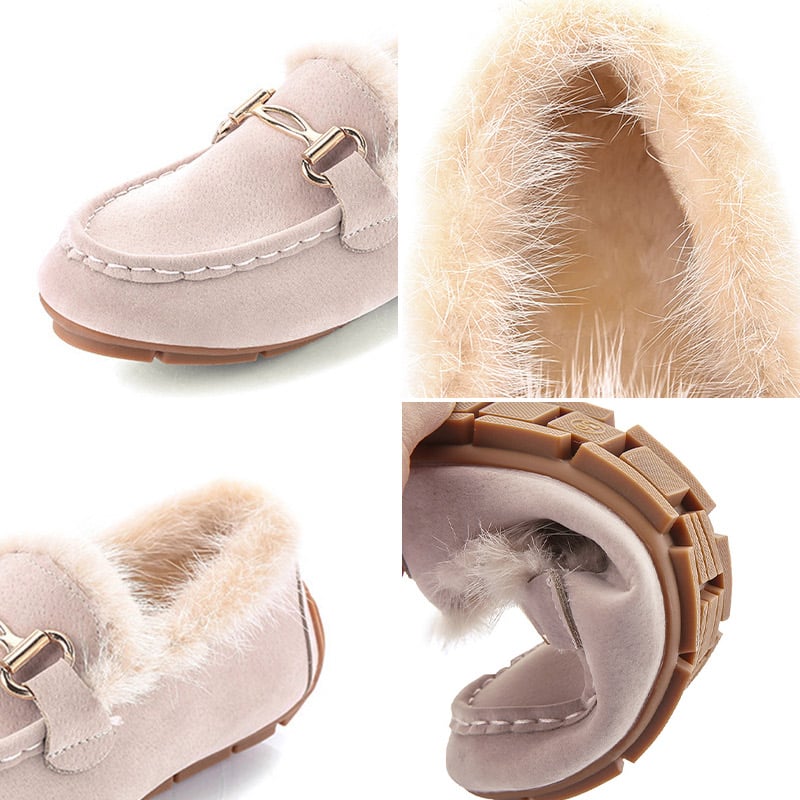 Mocasines suaves de invierno elegantes con pelo sintético