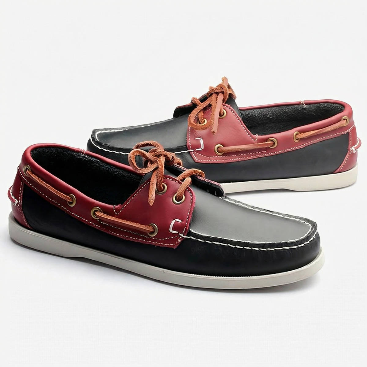 Mocasines náuticos con cordones de cuero para hombre