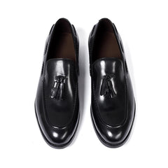 Mocasín de borla para hombre con flecos decorativos, Negro