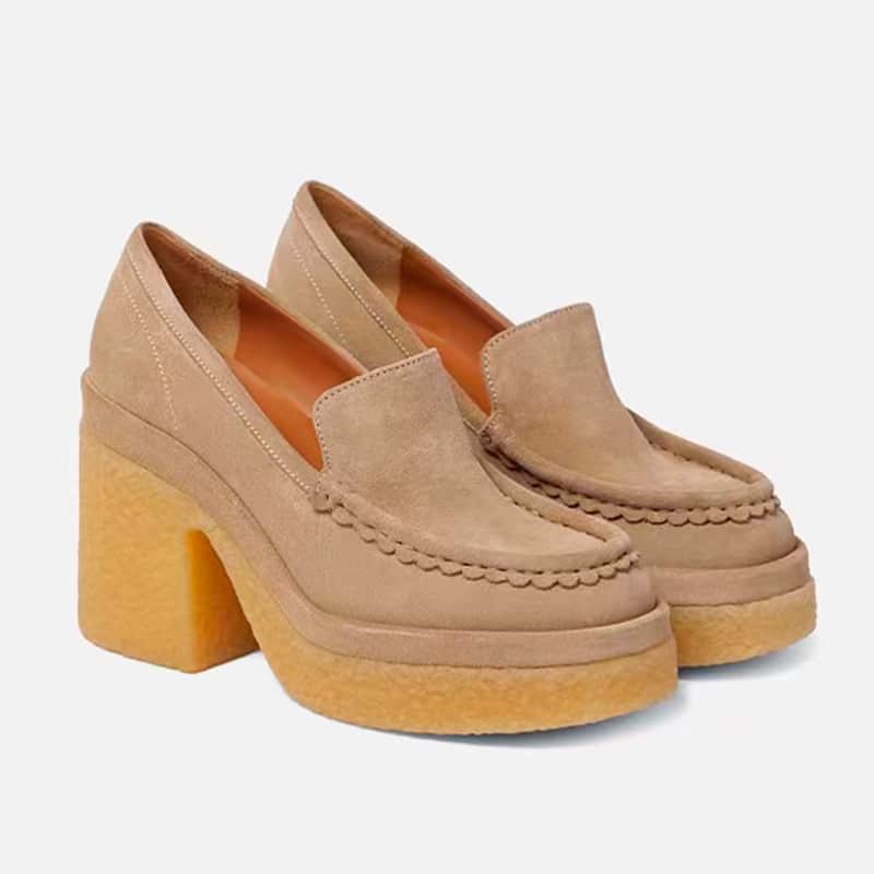 Mocasines clásicos de ante para mujer