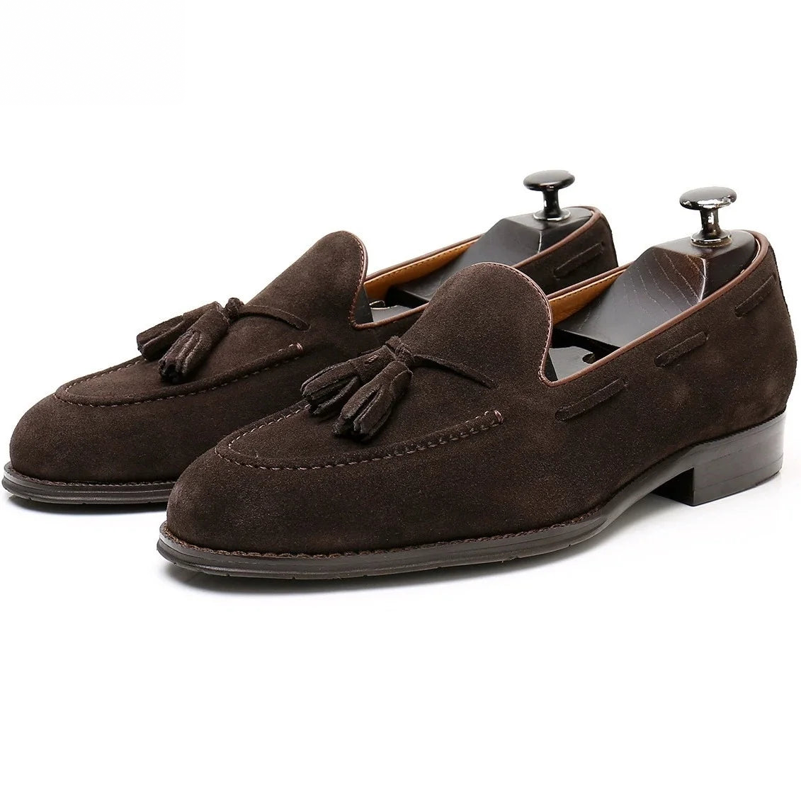Mocasín con borlas hombre ante marrón marrón, vista trasera