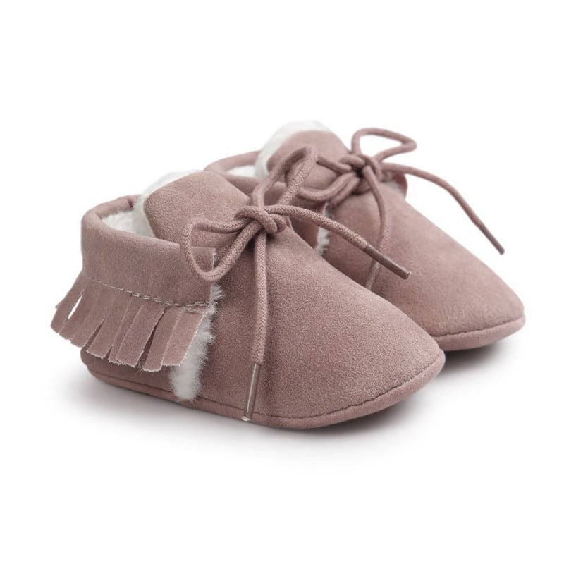 Mocasín para bebé niña efecto ante de invierno