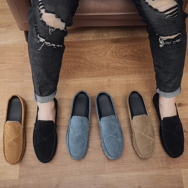Mocasín efecto ante para hombre con costuras vistas caqui, vista de la suela