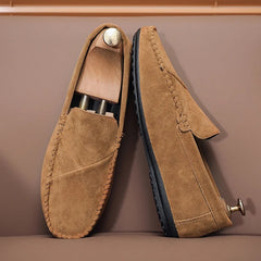 Mocasín efecto ante para hombre con costuras vistas, Camel