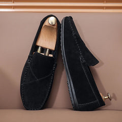 Mocasín efecto ante para hombre con costuras vistas, Negro