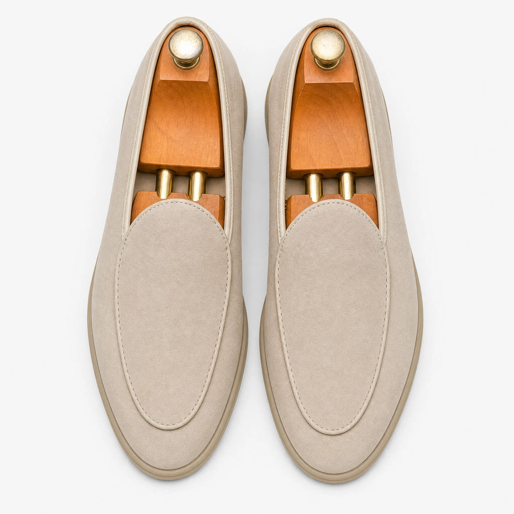 Mocasín de hombre en ante sintético, color crema, foto 1