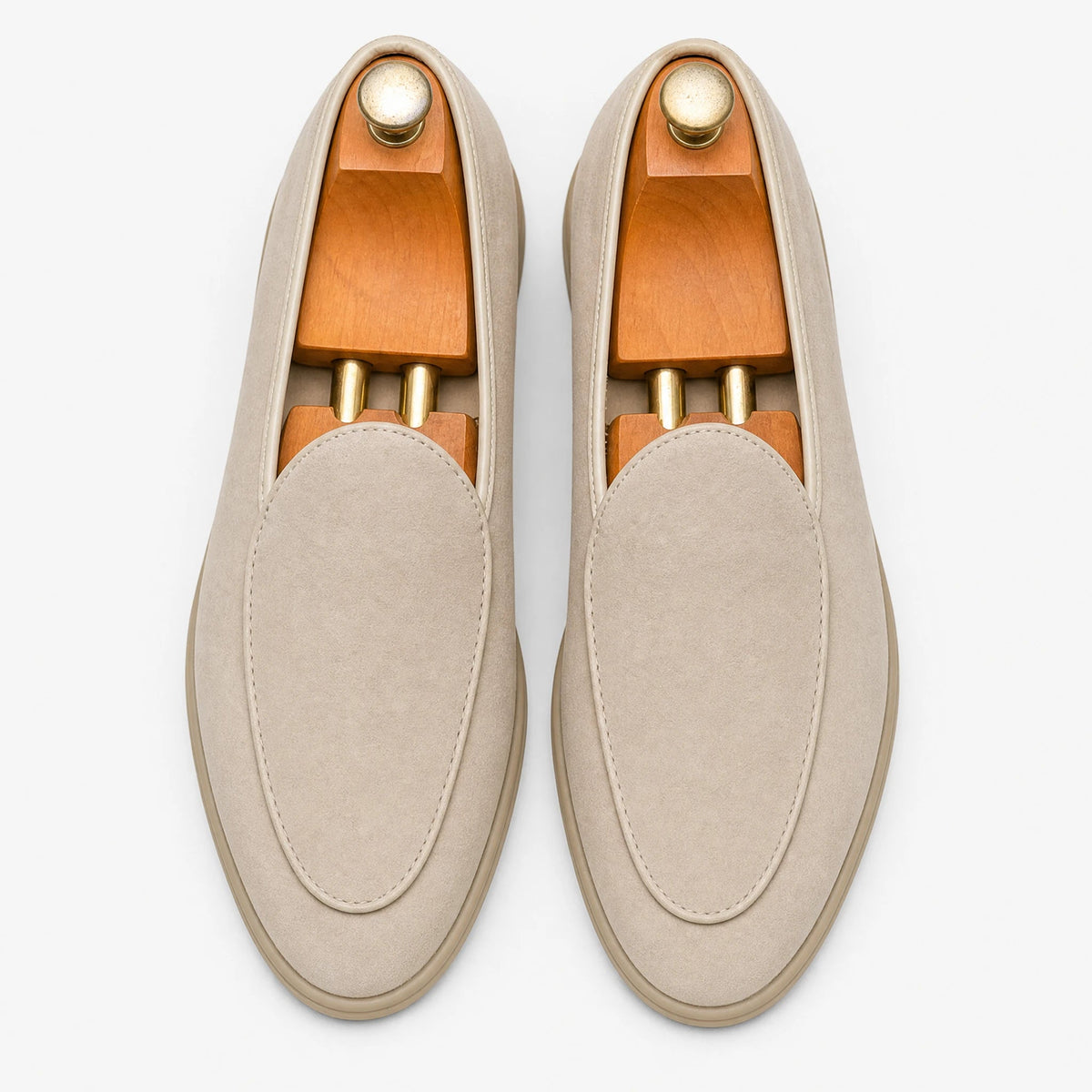 Mocasín de hombre en ante sintético, color crema, foto 1