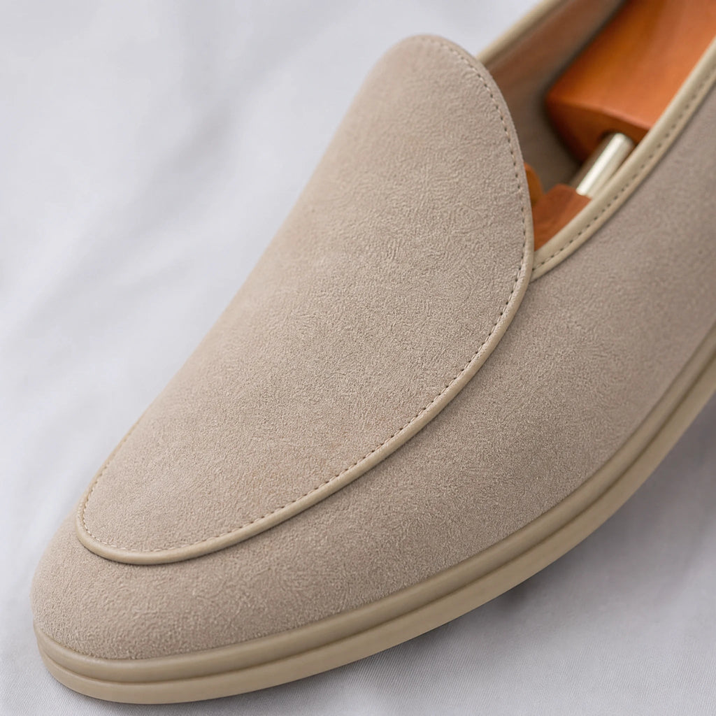 Mocasín de hombre en ante sintético, color beige, foto 2