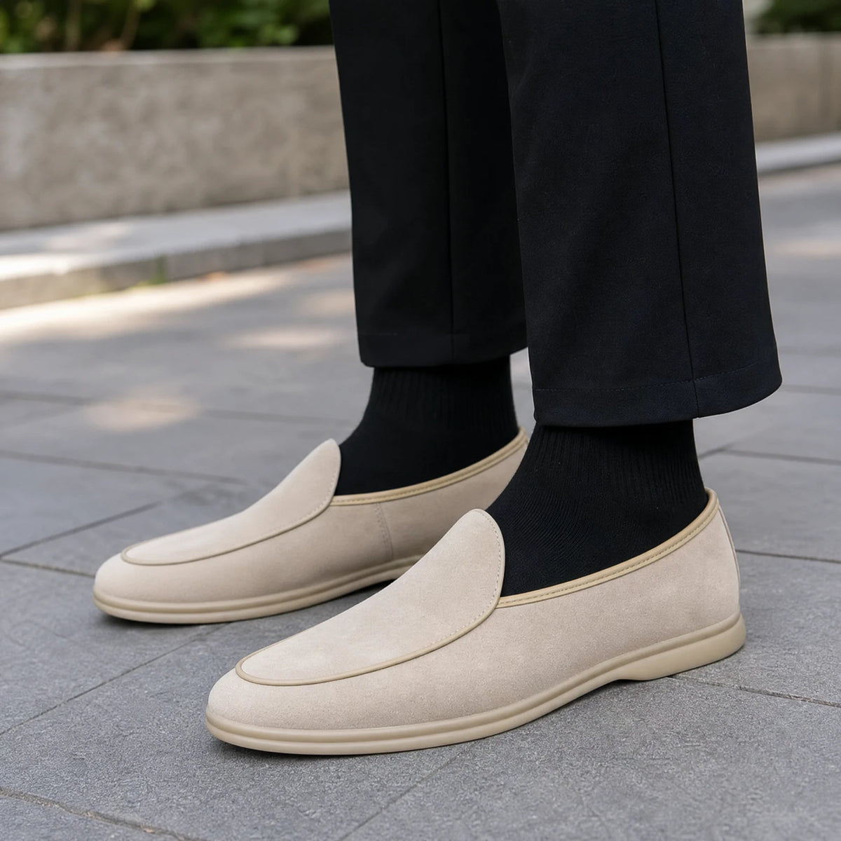 Mocasín de hombre en ante sintético, color camel, foto 3 Imagen