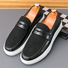 Mocasín bicolor marrón para hombre con piezas texturizadas, Negro