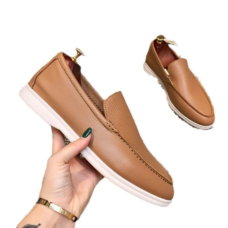 Mocasín de hombre marrón claro Beige, vista frontal