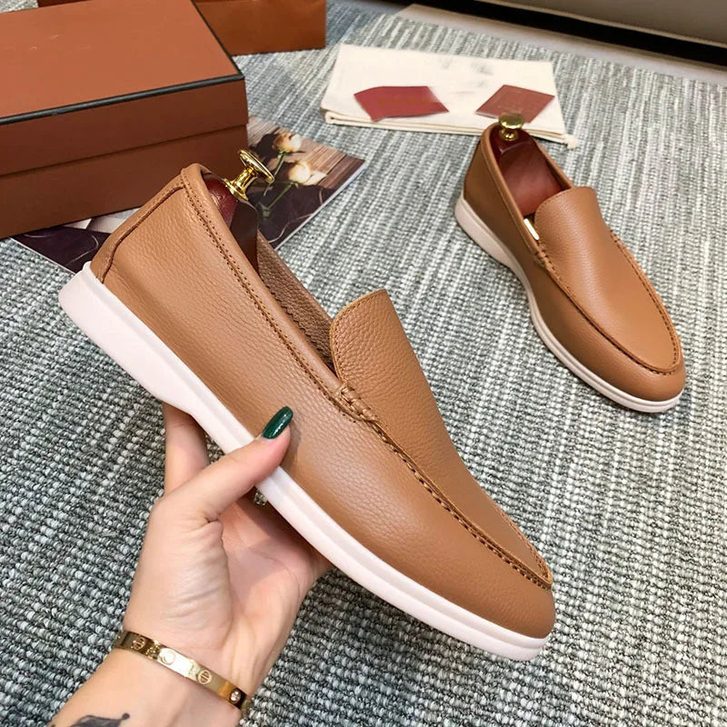 Mocasín de hombre marrón claro Camel, vista superior