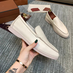 Mocasín de hombre marrón claro sin cordones, suela confort, Beige