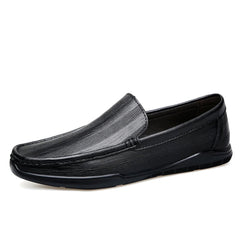 Mocasín clásico de hombre en piel lisa sin cordones, Negro