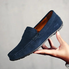 Mocasín de hombre con suela dentada, estilo penny, Azul noche
