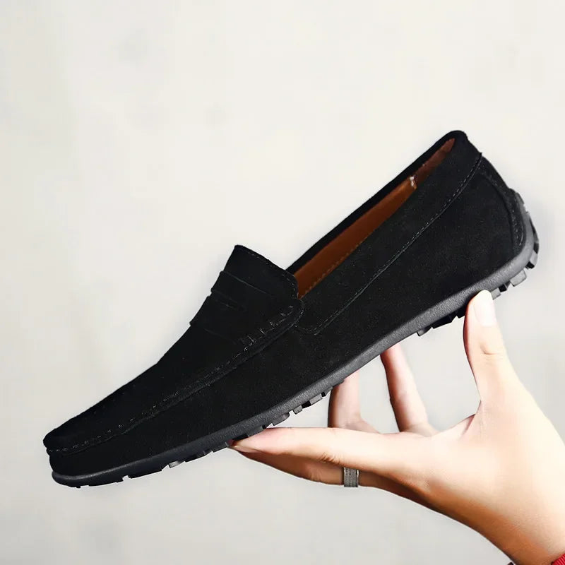 Mocasín de hombre con suela dentada, estilo penny, color marrón, par completo