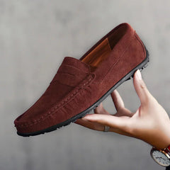 Mocasín de hombre con suela dentada, estilo penny, Marrón