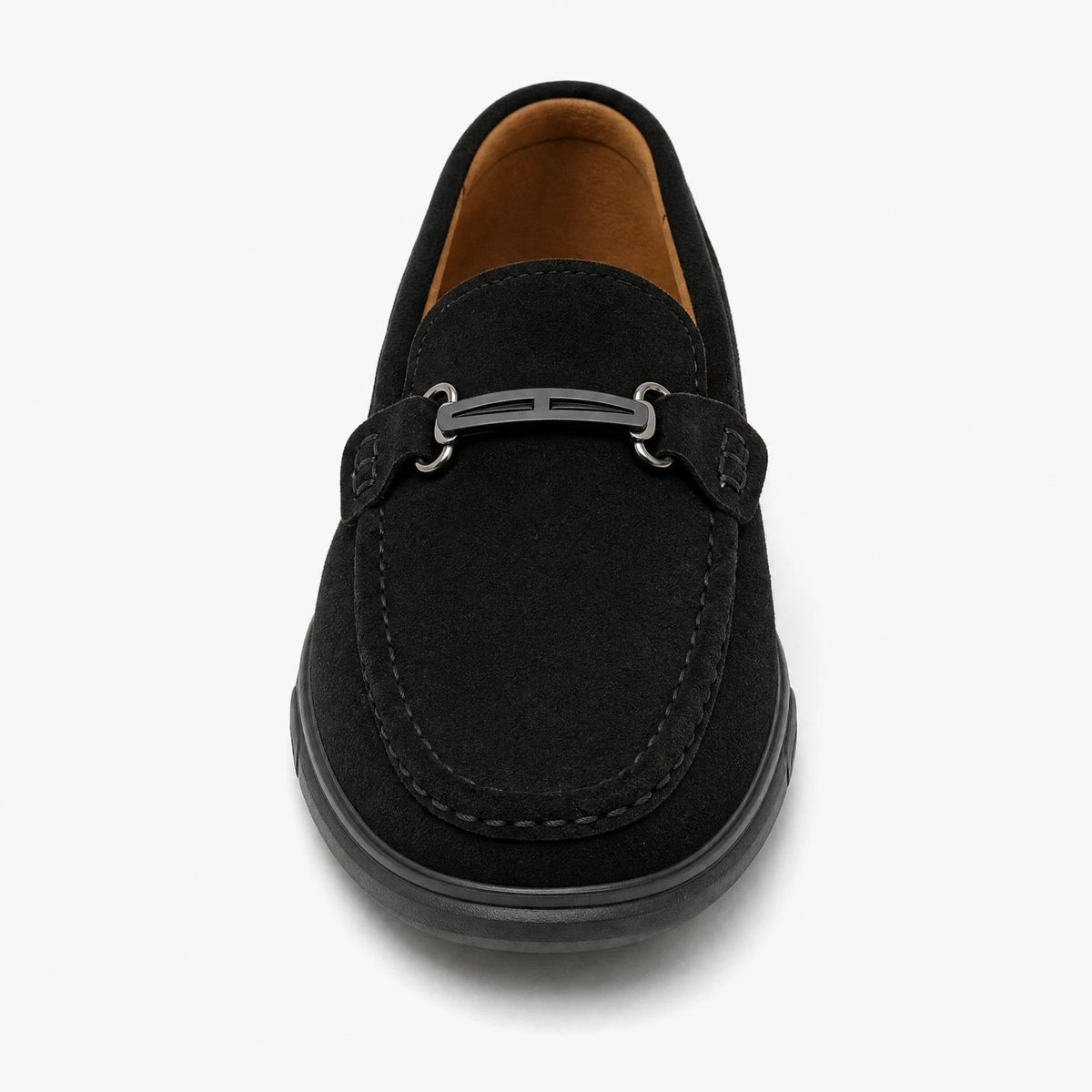 Mocasín de hombre con hebilla metálica, color negro, foto 1