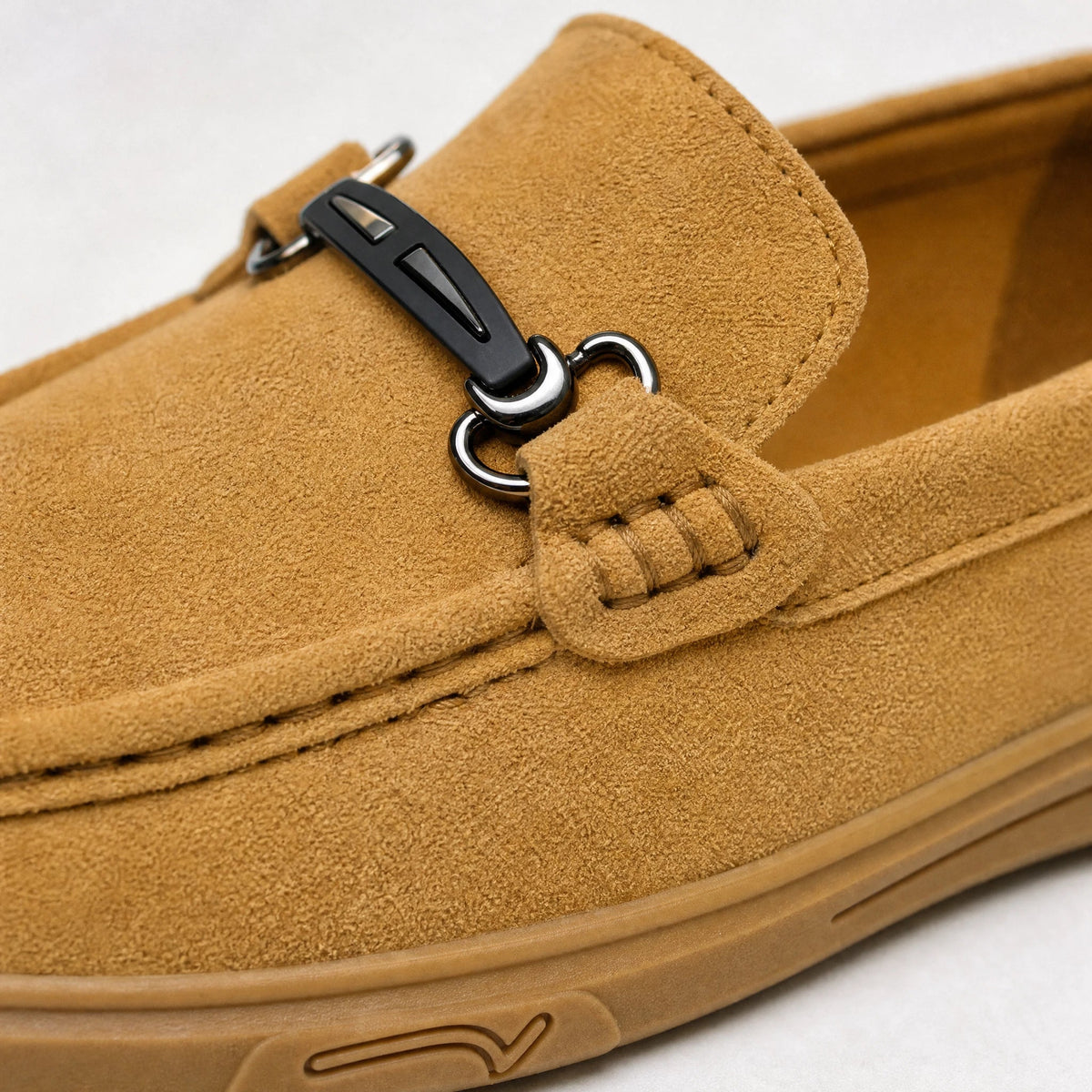 Mocasín de hombre con hebilla metálica, color camel, foto 2