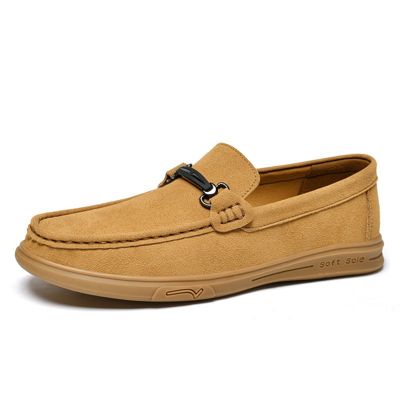 Mocasín de hombre con hebilla metálica, color camel, foto 6