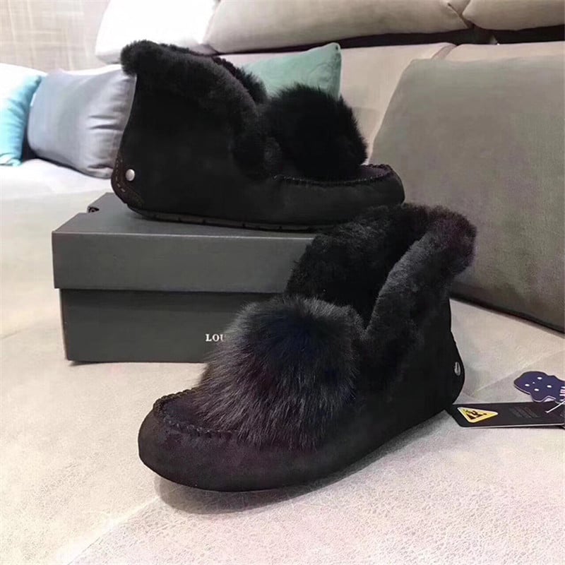 Mocasines indios de ante forrado con pompón