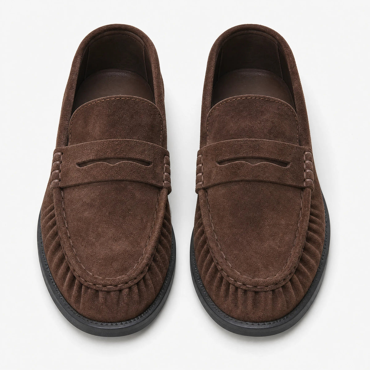 Mocasín de mujer efecto ante Chocolate, vista lateral