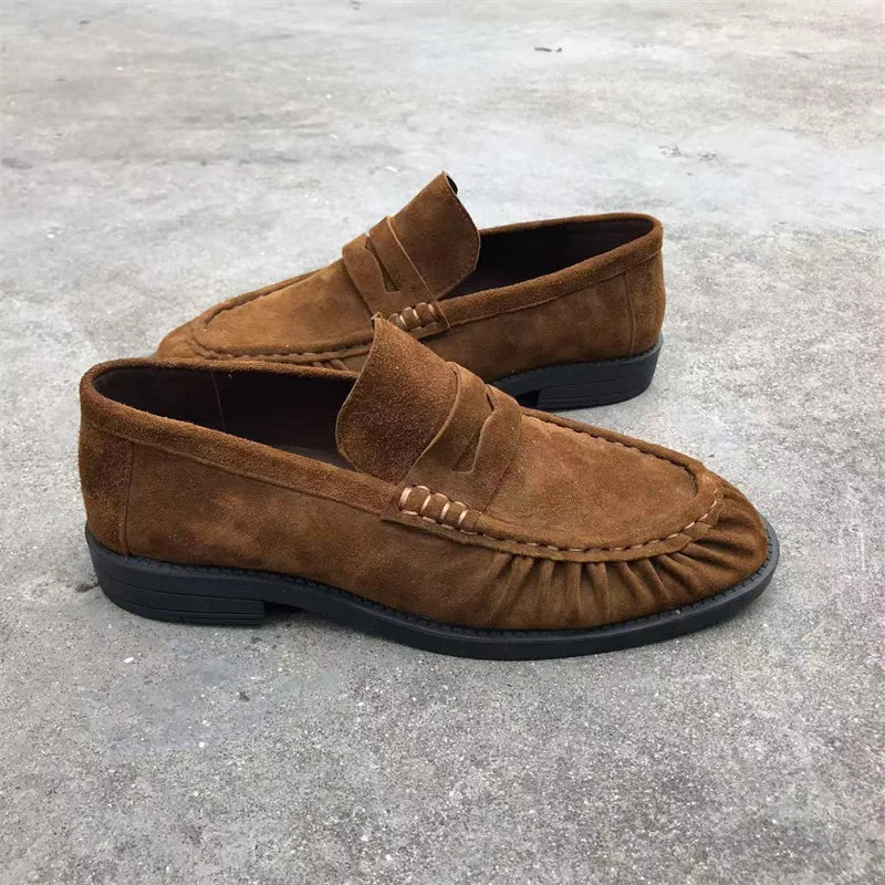 Mocasín de mujer efecto ante Marrón, vista frontal