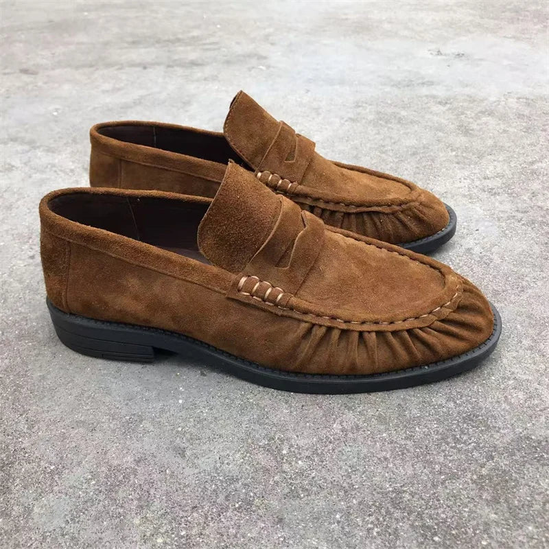 Mocasín de mujer efecto ante Beige, puesto en el pie