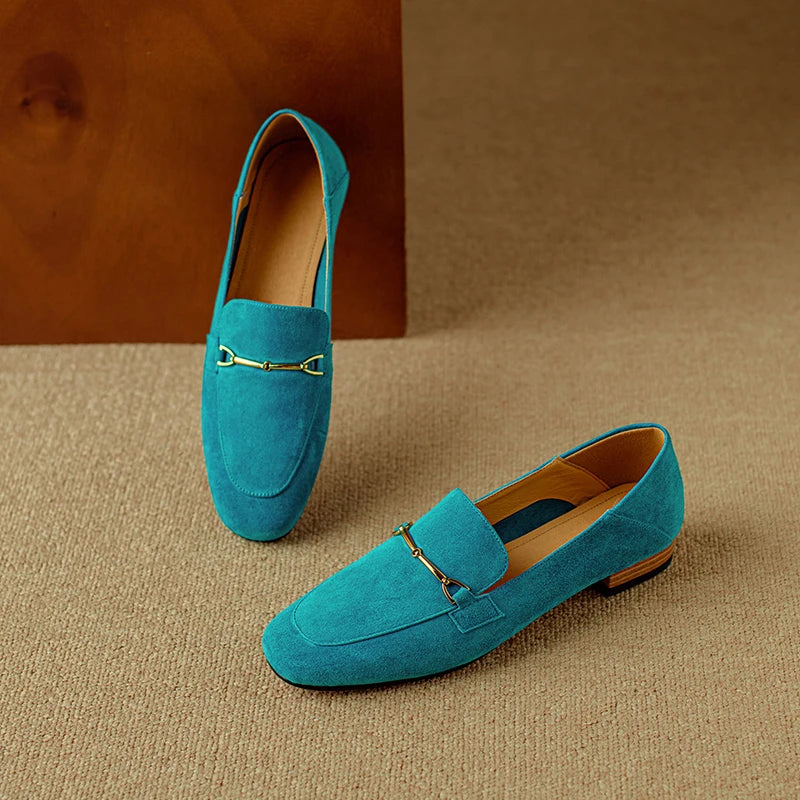 Mocasines de mujer en negro, verde y turquesa